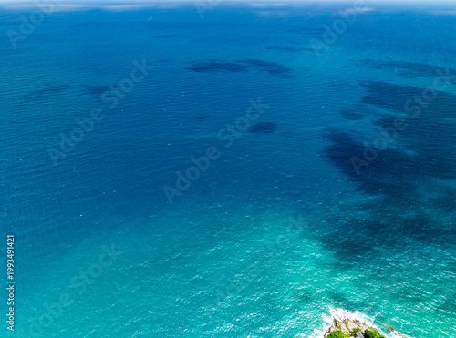 Sea surface aerial view,Bird eye view photo of blue waves and water surface texture Blue sea background Beautiful nature Amazing view sea background