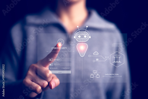Fotografie AI cybersecurity concept with intelligent threat detection and data protection o