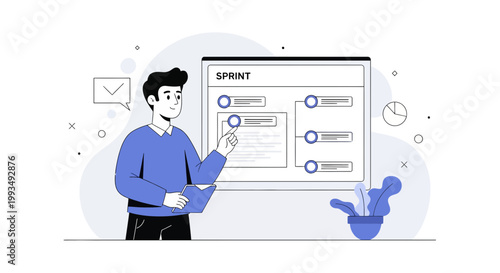 Agile sprint planning, team management, project workflow, business strategy, task board