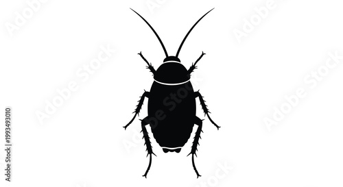 A striking black silhouette of an insect resembling a cricket silhouette