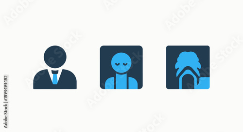 User profile icons set with business person silhouette business customer employee individual shoulders illustration iconography representation identification personal identity
