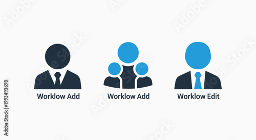 Workflow icons: add user add team edit user with workflow management business organization resources employee collaboration connection minimalist strategy operations interface software