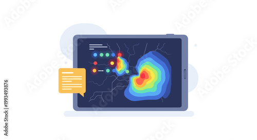 Medical Diagnostic Illustration of Brain Activity with Heat Map Technology