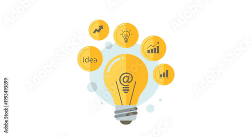 Creative Light Bulb with Innovation and Business Icons
