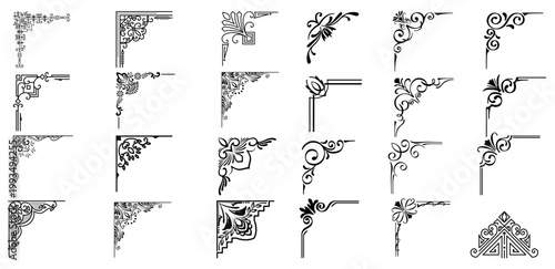 Vector illustration of decorative frame corner set. Vintage corner set. vector frame corners	