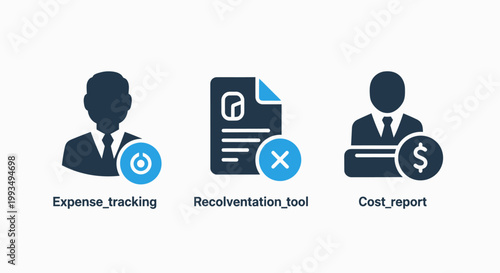 Financial management icons for expense tracking cost reporting resolution tools in business operations tracking financial management business accounting document resolution analysis