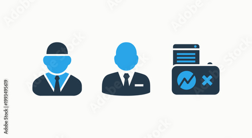 Corporate professional people and business document icons with business professional management personnel document corporate executive leadership resource analysis information graphics