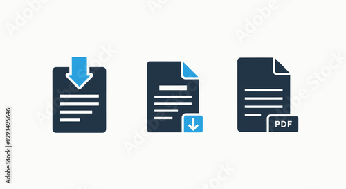 Document download and pdf file format icons with download document transfer interface computer information technology software application progress management business