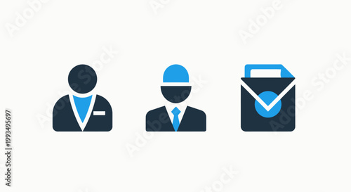 Business professional and document validation icon set with business professional document validation envelope corporate compliance authentication paperwork decision leadership resource