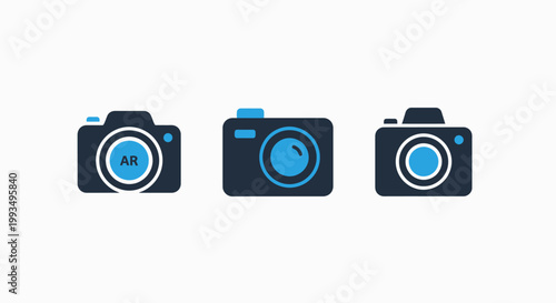 Advanced digital camera technology icons for photography and augmented reality capture with photography technology augmented equipment technique innovation software recording professional