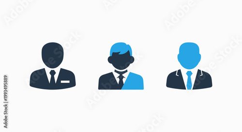 Corporate user profile and business personnel avatar icons with business personnel employee corporate management administration professional identity character customer application industry