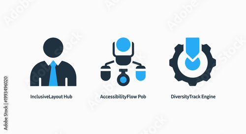 Inclusive design and accessibility technology infrastructure icons with inclusive accessibility diversity technology infrastructure interface business development software connectivity
