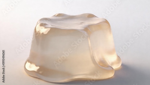 Translucent sweet jelly pudding dessert on white background