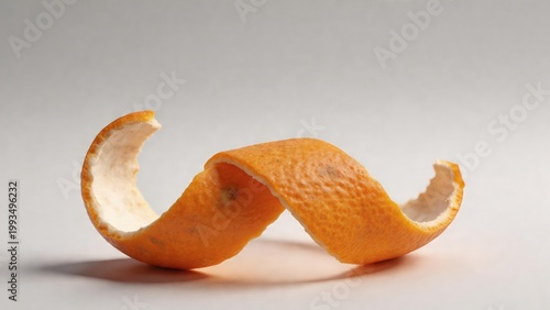 Spiral Orange Peel Zest on White Background 