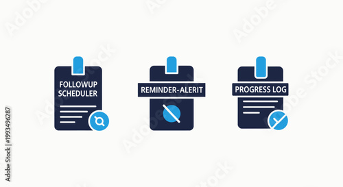 Set of administrative workflow and progress management icons with business process workflow management scheduler progress reminder planning productivity business document clipboard tracking