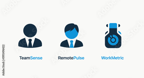 Corporate team management and employee remote work monitoring icons with management employee monitoring corporate business productivity tracking resources professional analytics leadership