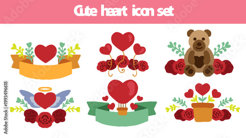 Hand Drawn Love and Emotion Icon Collection with Hearts 