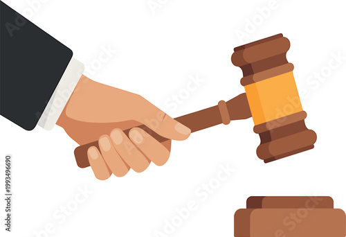 Handshake with judge gavel symbolizing legal agreement or courtroom decision
