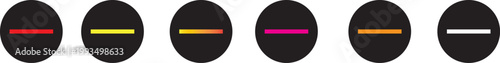 Colorful minus signs in circles icons on white background