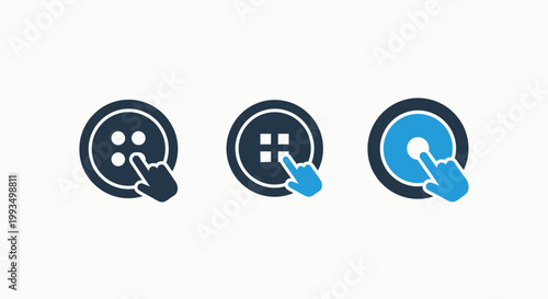 Selection icons for choices and options in user interface with selection interface technology navigation settings preference information computer decision strategy operation different