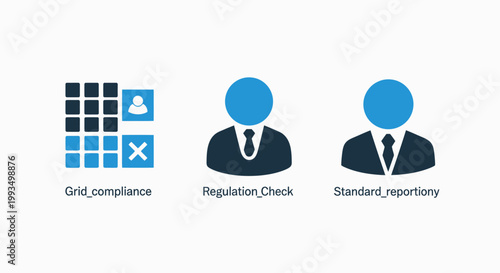 Business icons: grid compliance executive decision reporting with business compliance decision reporting executive analysis strategy management corporate professional performance agreement