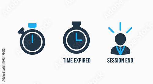 Time expired and session end concepts with icons time management graphic resources stopwatch completion countdown notification termination schedule deadline business productivity duration