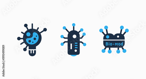 Abstract biological or virus icons: lightbulb virus segmented virus microntact virus with abstract infection bacteria research analysis contamination epidemic pandemic illustration lightbulb