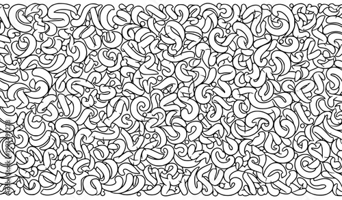 Organic fluid typography forms vector background with medium bold black outlines for apparel