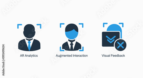 Identity verification and security icons with facial recognition augmented presence dual protection symbols artificial intelligence machine learning computer vision identity verification