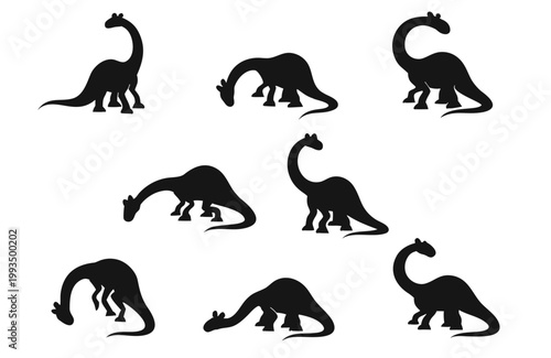 Solid Silhouette Brachiosaurus and Long Neck Dinosaur Set