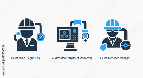 Industrial infrastructure inspection and repair management technical icons with industrial infrastructure inspection management construction engineering technical maintenance mechanical