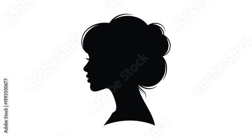Elegant profile of a woman with an elaborate updo hairstyle a striking silhouette
