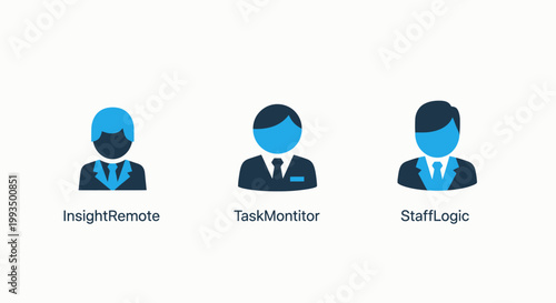Business employee management and remote staff monitoring icons set with employee management monitoring business corporate tracking resource administration professional performance efficiency