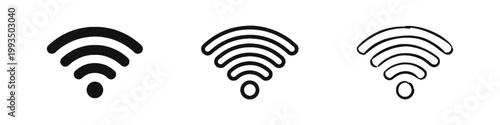 Wi-Fi signal wireless connection icon set, internet access in glyph, outline and hand drawn styles