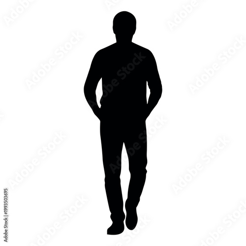 Silhouette of a man standing with hands in pockets