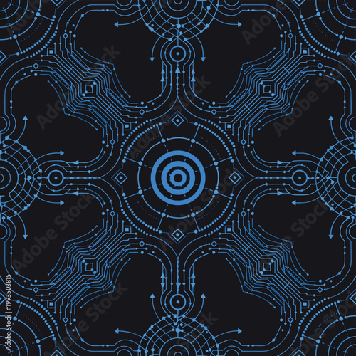 Abstract Blue Neon Circuit Board Background – Futuristic Technology Vector