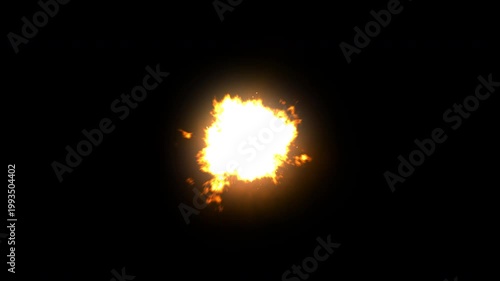 Close up muzzle flash of gunshot with realistic fire and smoke