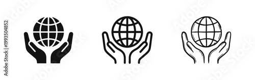 Hands Holding Globe Earth Care Protection Icon