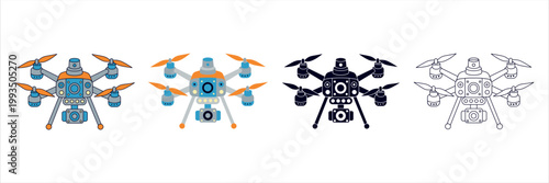 Professional Delivery and Surveillance Drone Icons for Modern Logistics and Smart Technology