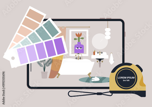 Interior designer explores vibrant color palettes and innovative furniture ideas, envisioning fresh layouts in a modern setting filled with creativity and artistic flair.