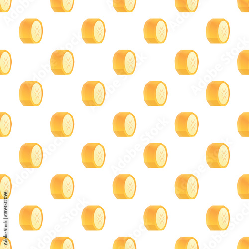 Seamless pattern of yellow banana slices creating a repeating healthy fruit background