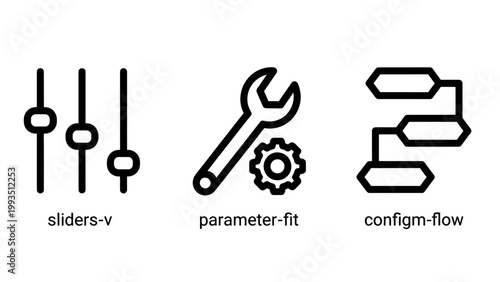 Sliders parameter fit config flow icons with user experience settings configuration adjustment workflow optimization parameter measurement calibration engineering technology software