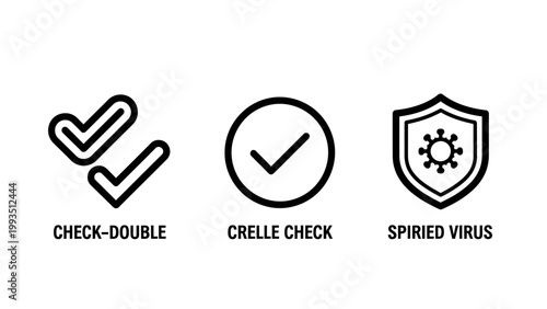 Double check circle check shield with virus icon verified approved confirmation completion protection security illustration technology prevention assurance validation agreement safeguard