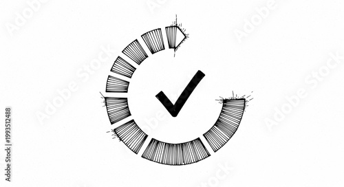 Circular graphic with check mark symbol inside.