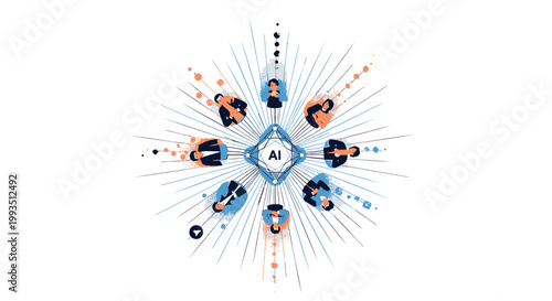 Geometric, abstract icons, blue and orange shapes, vector graphic