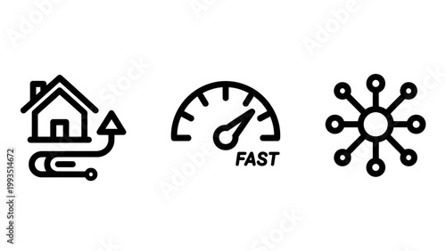 Home connectivity and fast network speed icons with connectivity internet communication infrastructure connection broadband performance technology illustration innovation information