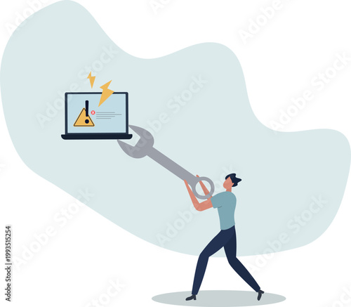 System error, software problem or system failure, security alert or hardware fault to be fixed, caution or maintenance concept,person's life situation and his activities.