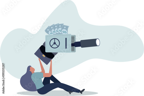 Safe haven, money protection from investment, wait and see economics situation, protect wealth from inflation, financial security concept.person's life situation and his activities.