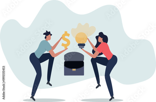 Venture capital, project pitching for funding or VC investment, selling idea for money or angel investment for startup project concept,person's life situation and his activities.