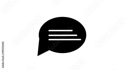 Chat message bubble icon animation with text lines on white background.